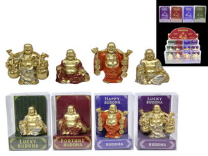 9cm Lucky Buddha Figurine 4 Asstd (12=Free Display)