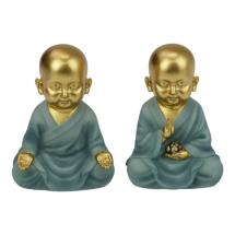 9cm Sitting Monk in Premium Sage Blue Finish 2 Asstd