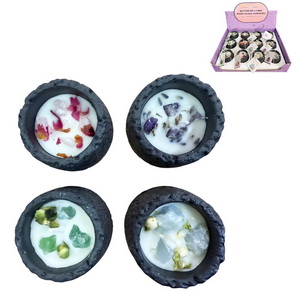 Lava Stone Soy Wax Candle with Gems 4 Asstd