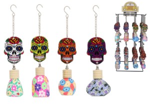 CANDY SKULL SCENTED HANGING CAR DIFFUSERS 4 ASST  (36PC=FREE DISPLAY)