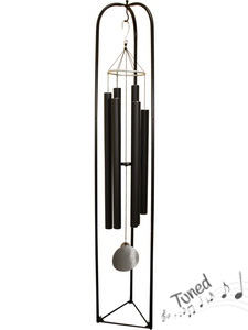 165cm "Nature's Melody" Black Tuned Wind Chime with Stand (1=Free Display Stand)