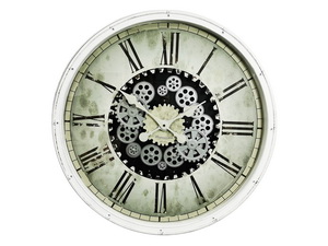 76cm White Clock with Moving Cogs (Window Box)