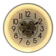 60x60cm White Metal Cog Clock with USB LED Light & Remote