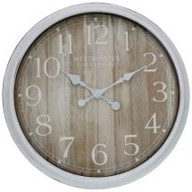 50cm White Clock with Timber Face
