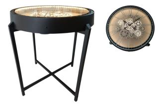 56x56cm Clock Table with Colour Changing Light and Tempered Glass
