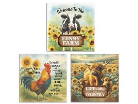 20x20cm Canvas Print with Farmyard Design 3 Asstd