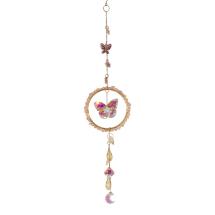 39cm Suncatcher with Butterfly in Rose Quartz Ring