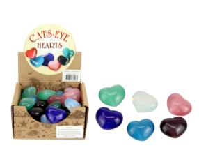 3cm Cats Eye Gemstone Hearts 6 Asstd (30=Free Display)