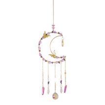 52cm Crystal Moon with Gold Butterflies