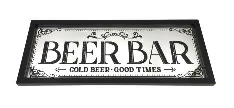 50x20cm Hanging Mirror Design Sign "Beer Bar- Cold Beer, Good Times"