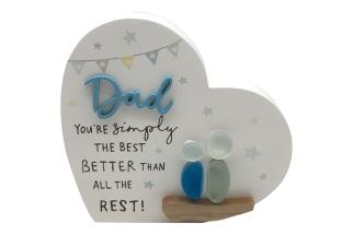 15x14cm Heart Plaque with Dad Rock People Design
