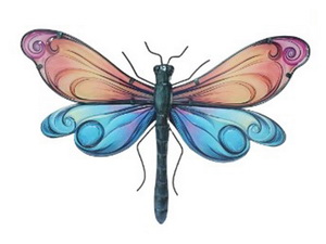 46cm Pink & Blue Dragonfly Wall Art
