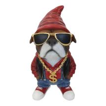 29cm Standing Gnome Dog with Ganster Design and Gold Neck Chain