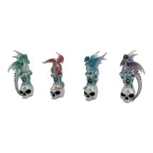 11cm Coloured Dragon on Crystal Skull Lair 4 Asstd