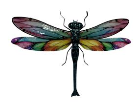45cm Glass & Metal Dragonfly Wall Art with Mosaic Design