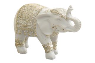 19cm White/Gold Elephant Standing