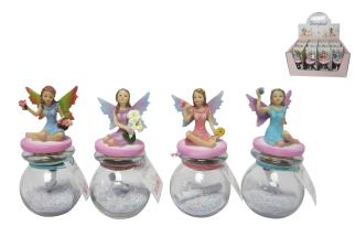 13cm Fairy Wish Jar with Glitter 4 Asstd in Display (12=Free Display)