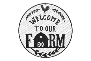 48cm Metal Wall Art with Welcome to Our Farm Wording