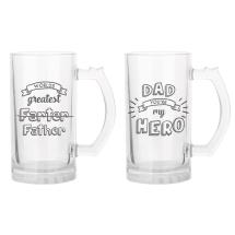 475ml Glass Beer Mug with Father's Day Design 2 Asstd