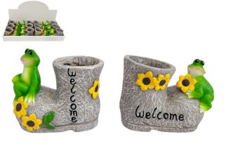 8x7cm Garden Planter Welcome Boot with Frog and Flowers 2 Asstd in Display (12=Free Display)