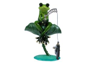 16cm Marble Frog on Leaf Fishing