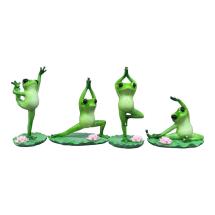 13cm Marble Yoga Frog on Lotus Lilypad 4 Asstd
