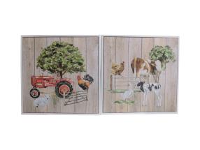 40x40cm Framed Canvas with Farmyard Design