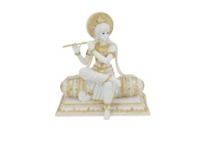 28cm Krishna Sitting on Cushion Throne