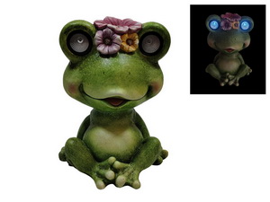 36cm Sitting Garden Frog with Solar Light Up Eyes