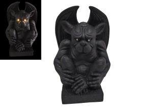 46cm Sitting Black Gargoyle with Solar Light Up Eyes