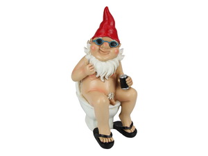 26cm Rude Naked Gnome Sitting on Toilet