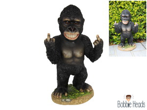 34cm Bobble Head Cheeky Rude Finger Gorilla 'Bob'