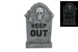72x43cm Keep Out Tombstone with Skull