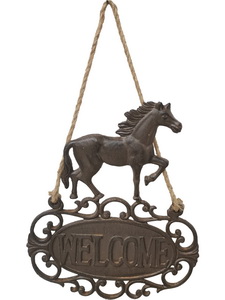 44x26cm Cast Iron Welcome Horse Plaque