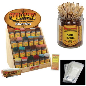 4"/10cm Wild Berry Shorties Incense 24 Jar Starter Kit 24 Scentsx200=4800pcs Free Display/Jars/Bags/Bag Tray/Price Stand)+Bonus Free 100 Sticks! Made in USA