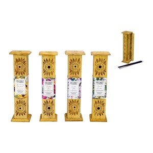 Wooden Tower Incense Burner (Includes 10 Incense Sticks) 4 Asstd