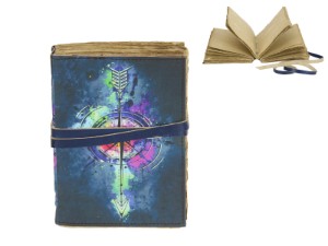 7x5" Leather Printed Leather Journal with Compass Design 18x13cm