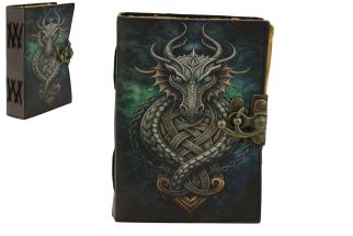 7x5" Antique Leather Journal with Dragon Design (18x12.5cm)