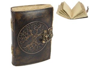7x5" Antique Paper Leather Journal with Tree of Life Design 18x13cm