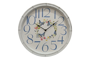 40cm Clock with Blue Butterfly Design by Kelly Lane