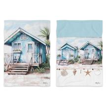 40x60cm Tea Towel with Beach Shack Design 2 Asstd