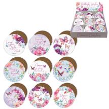 10cm Coaster with Butterfly Wishes Design by Kelly Lane 9 Asstd (72=Free Display)