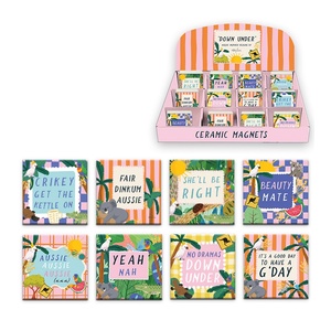 8cm Square Magnet with Australian Sayings 6 Asstd (48=Free Display)