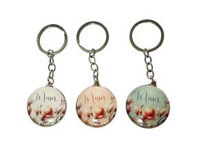 3cm Glass Dome Key Ring with Mothers Day Design by Kelly Lane 3 Asstd