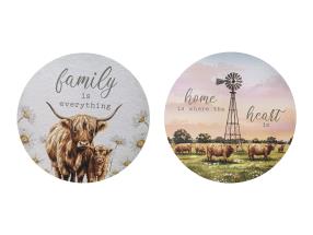 45cm Round Canvas with Highland Cow Design by Kelly Lane