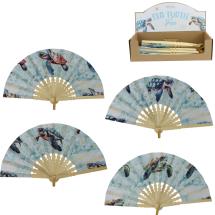23cm Fabric Bamboo Fan with Turtle Design by Kelly Lane