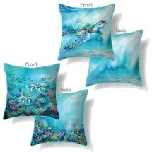 45x45cm Cushion with Sea Turtle Design by Kelly Lane 2 Asstd