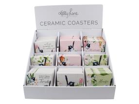 Wren Ceramic Coasters 10x10cm 9 Asstd (72=Free Display) by Kelly Lane
