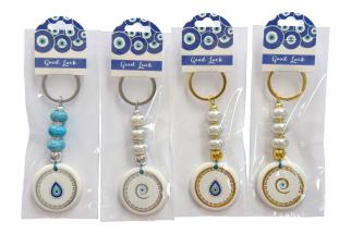 Evil Eye Key Chain with Beads 4 Asstd