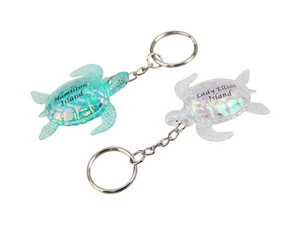 Custom "Insert Text" Acrylic Turtle Key Ring 2 Asstd